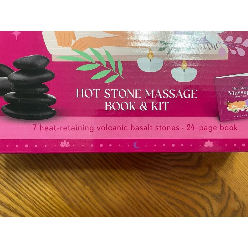 Pamper Me HOT Stone Massage Kit 7 Heat Retaining Stones Book w/ Techniques